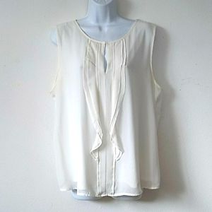 GUC Ann Taylor Chiffon off white Overlay sleeveless Tank XL